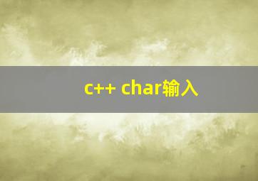 c++ char输入